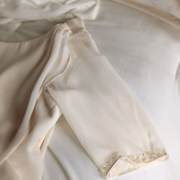 TS Couture Mother Of The Bride/ Cream Colored Chiffon Dress Sz8 - Picture 5 of 14